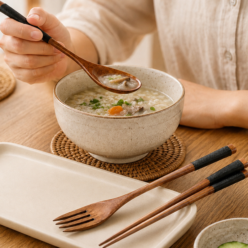 Bamboo Cutlery Travel - Japanese Style Natural Wooden Cutlery Set