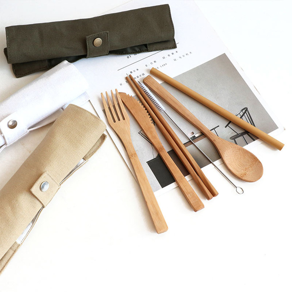 Bamboo Cutlery Travel - 6Pcs Bamboo Flatware Set Sustainable Travel