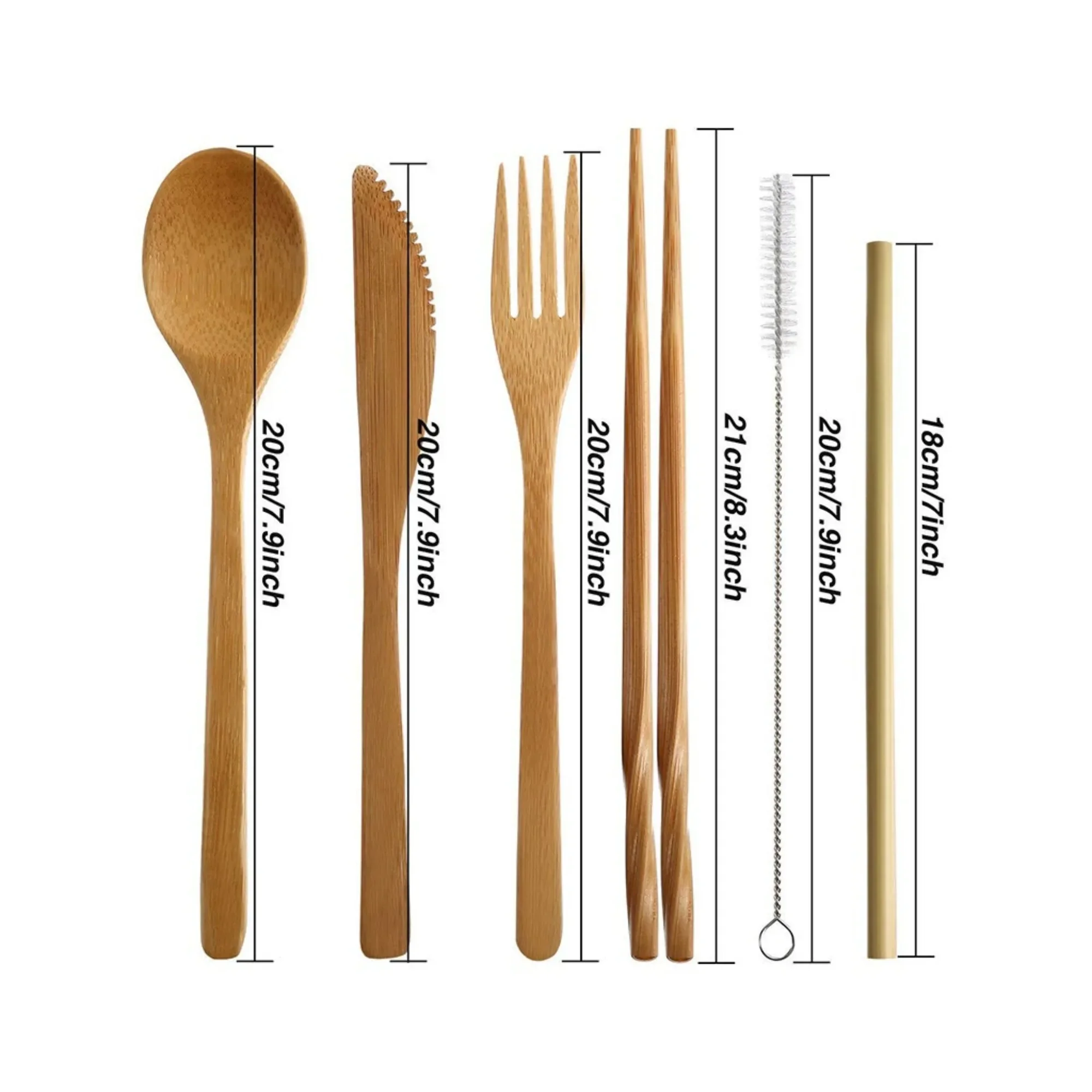 Bamboo Cutlery Set Portable Tr - Zero Waste Kit Travel ulasan dan harga