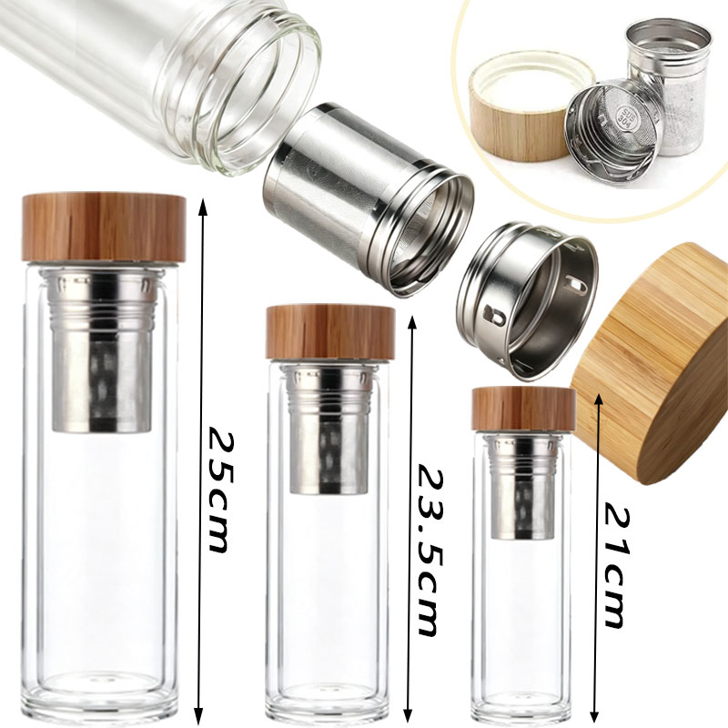 300/400/500ml Double-layer Gla - Bamboo Cutlery Travel ulasan dan harga